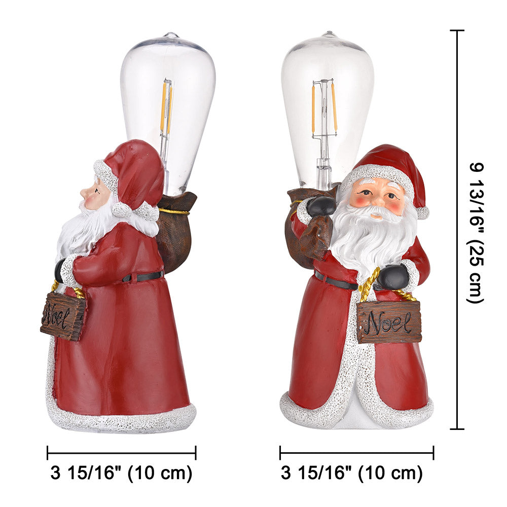 Yescom Pre-lit Christmas Figurine Resin Santa Claus Carry Edison Bulb