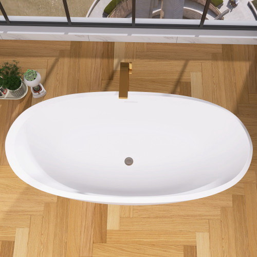 59 Acrylic Freestanding Bathtub Gloss White Moder...