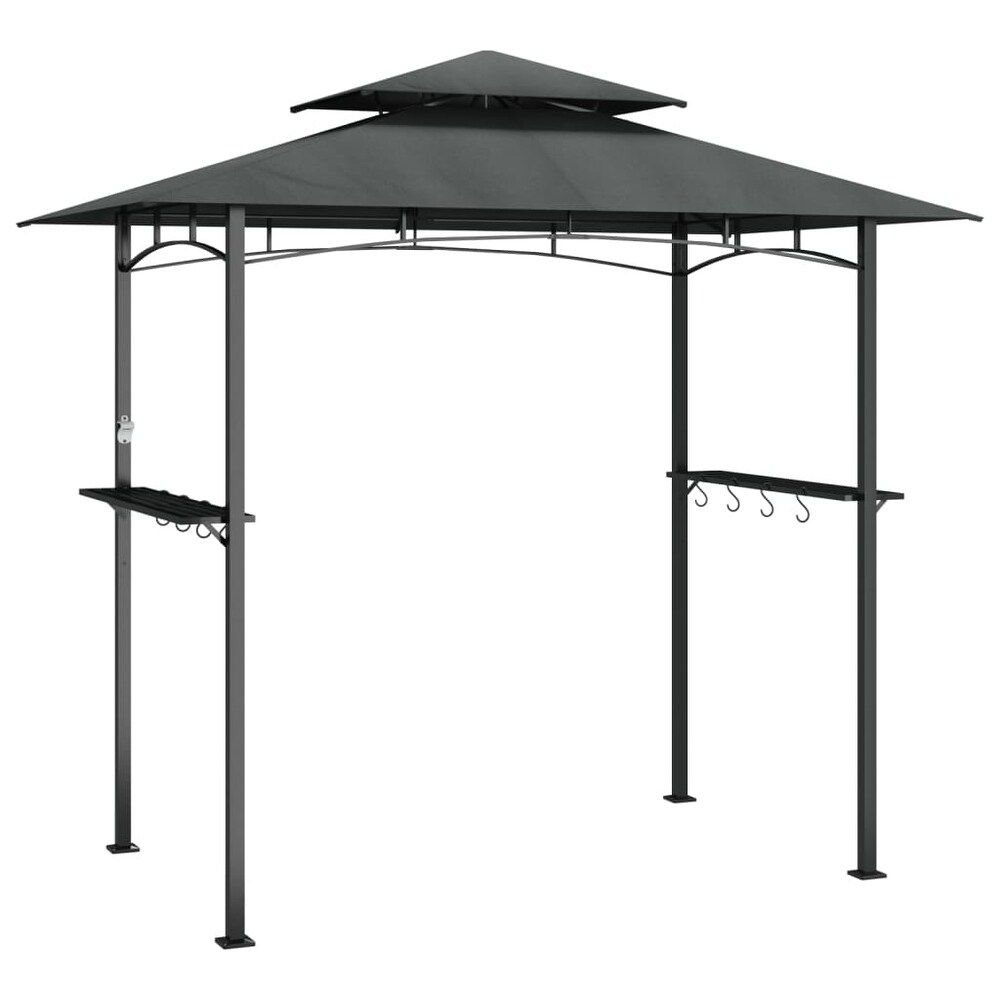 vidaXL BBQ Gazebo with Side Shelves Anthracite 94.5\