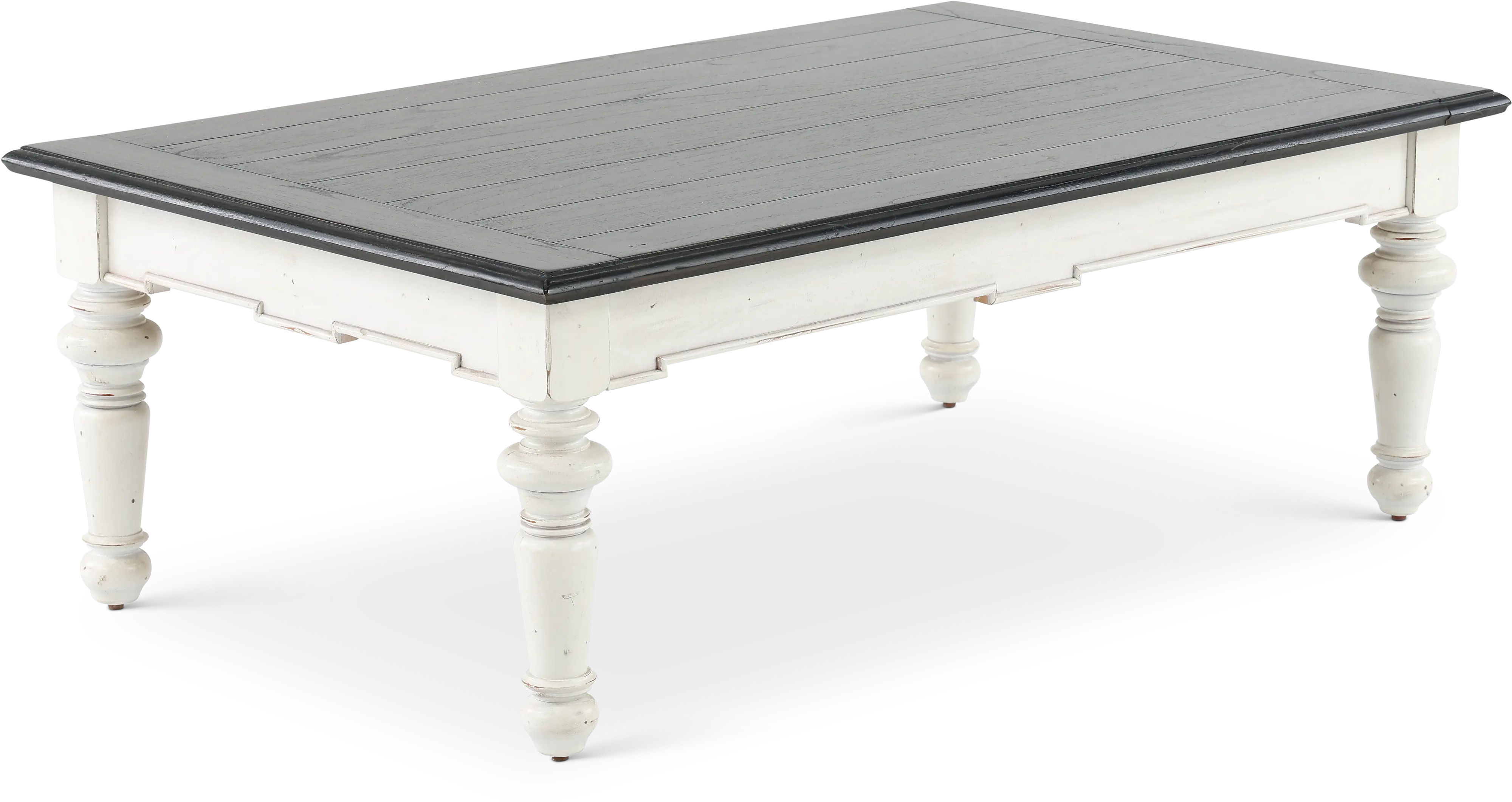 European Cottage Charcoal Gray and White Coffee Table