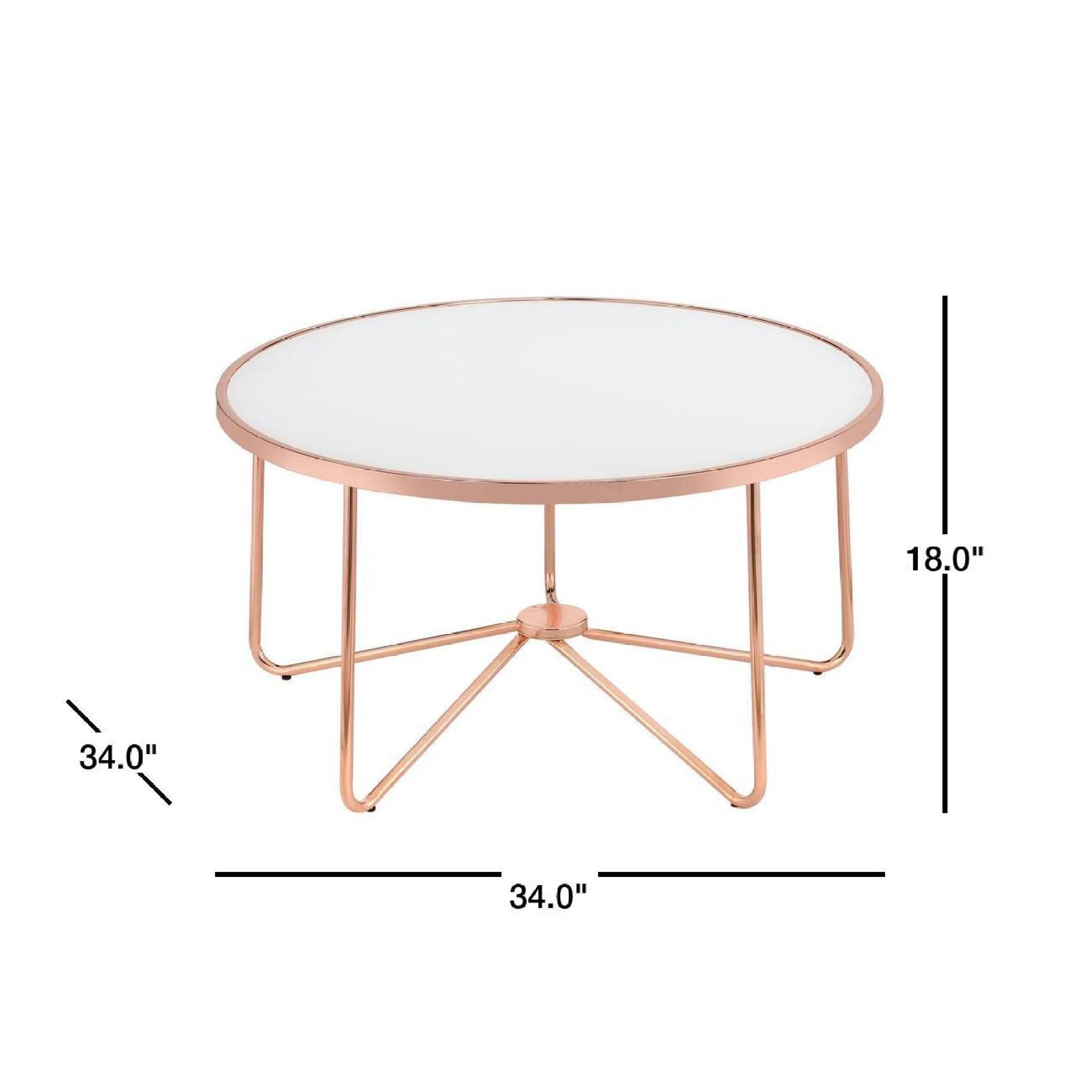 ACME Furniture Alivia Coffee Table in Rose Gold & Frosted Glass