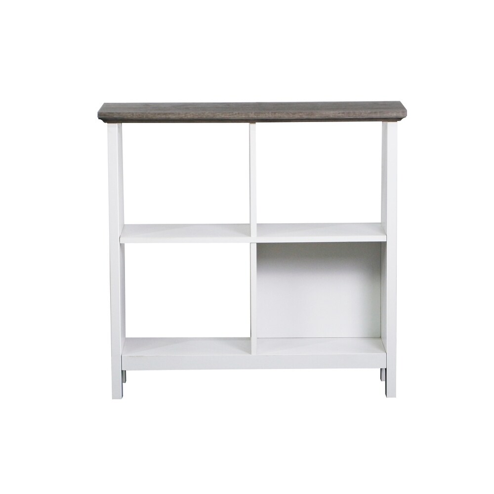 Olivia 4 Cube Bookcase in Grey Oak and White Finish