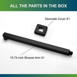 Aurora Decor Amo 16 in. Wall Mount Shower Arm and Flange in Matte Black DSMDHD2A25119B