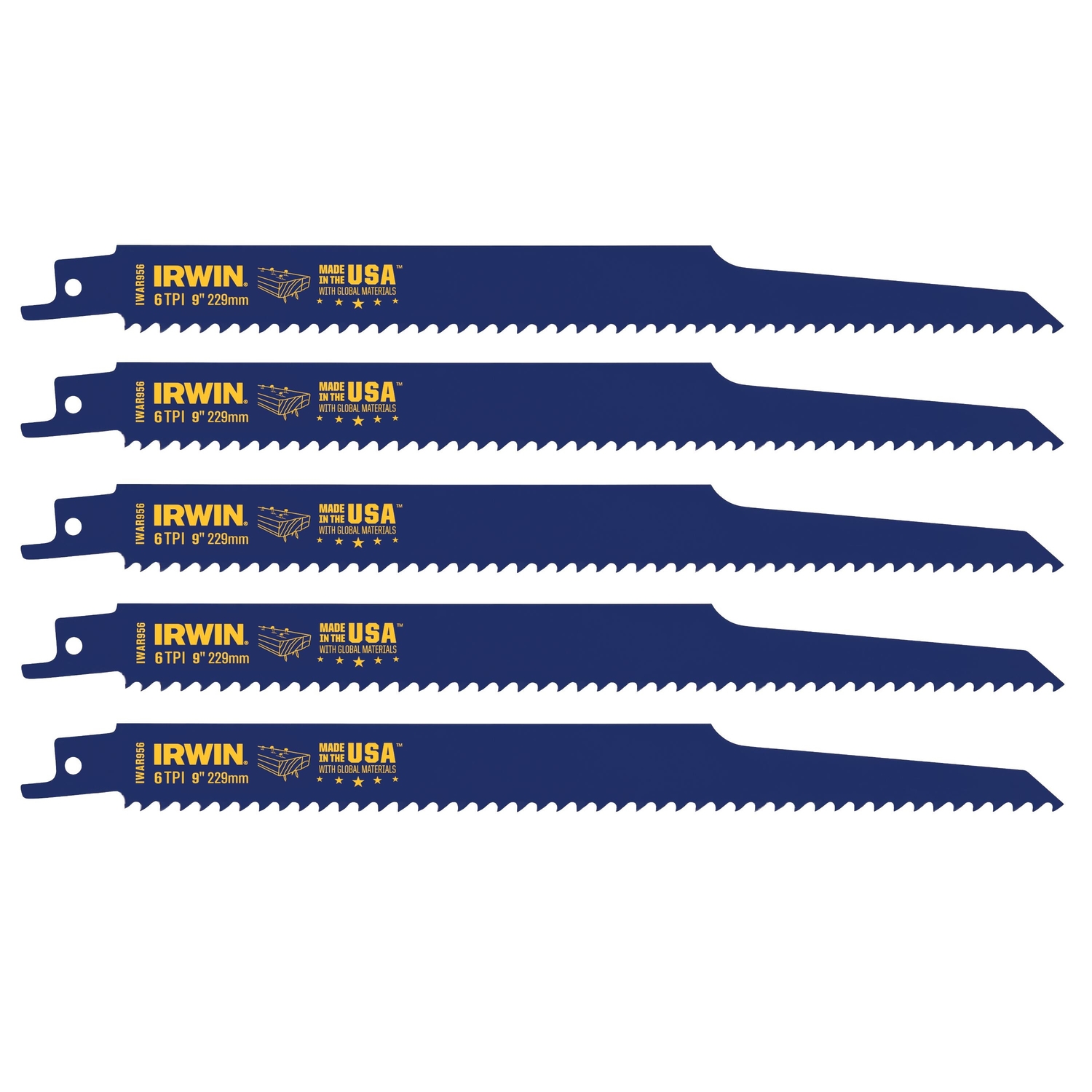 Irwin 9 in. Bi-Metal Reciprocating Saw Blade 6 TPI 5 pc