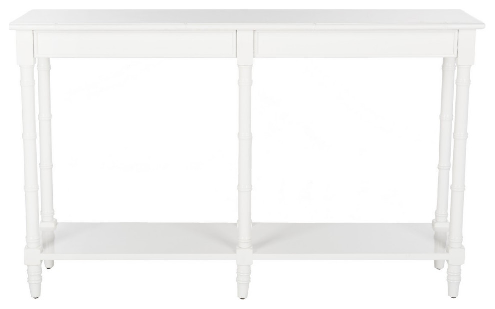 Lysie Coastal Bamboo Console Table White   Asian   Console Tables   by Peachtree Fine Furniture  Houzz