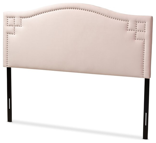 Baxton Studio Aubrey Velvet and Wood King Headboard in Light Pink   Transitional   Headboards   by Homesquare  Houzz