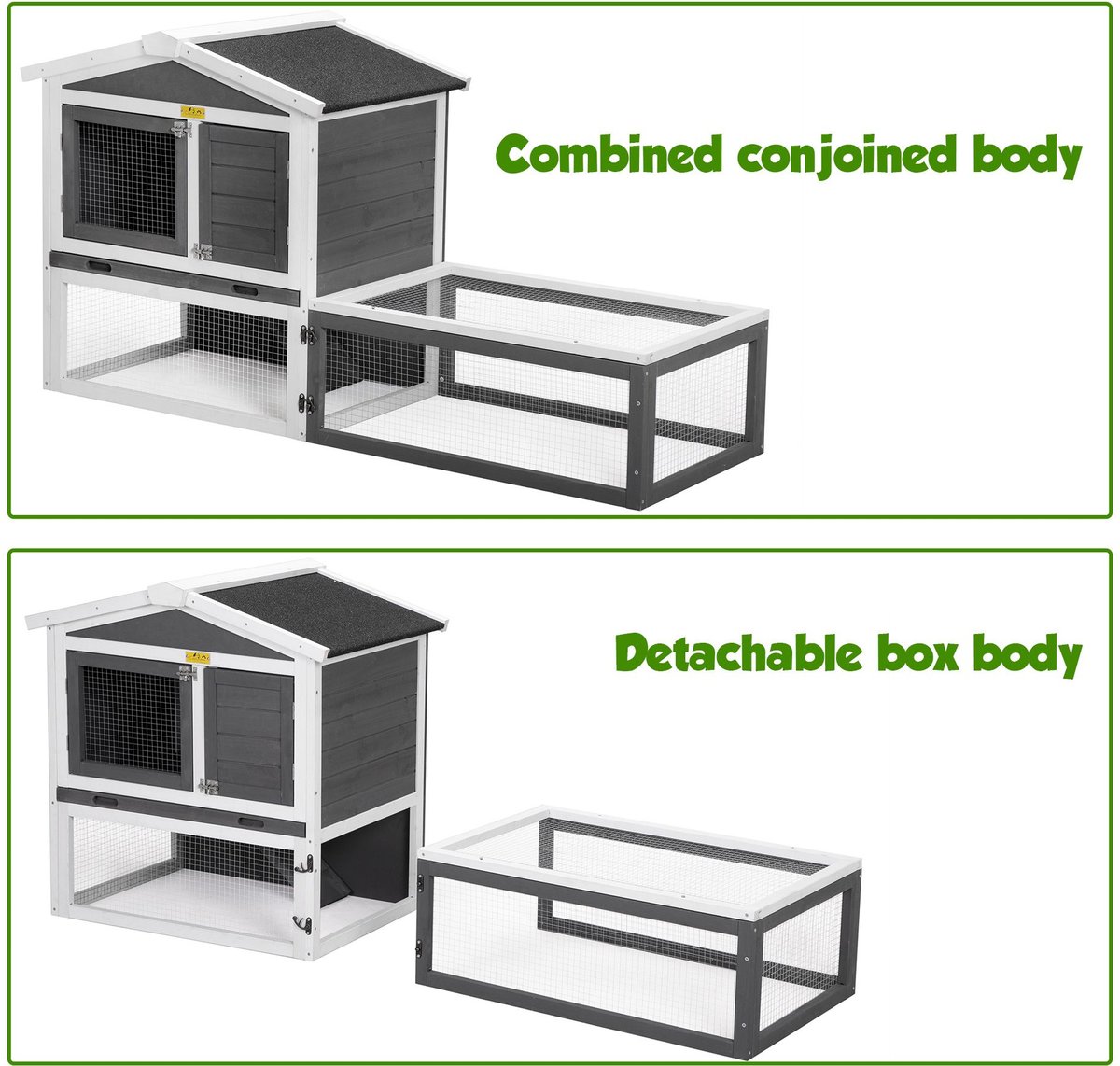 Coziwow by Jaxpety Outdoor Wooden Rabbit Hutch with Weather Resistant Roof