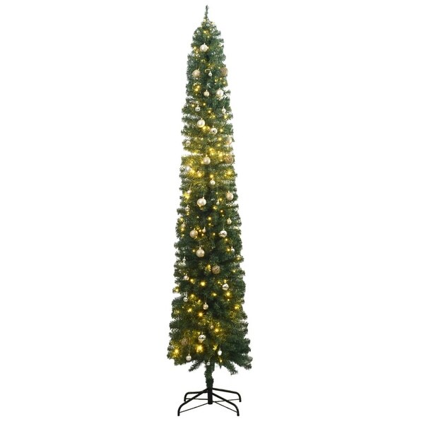 vidaXL Christmas Tree Decoration Artificial Slim Tree with Stand Green PVC