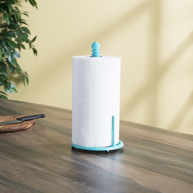 Home Basics Lattice Collection Cast Iron Paper Towel Holder Turquoise