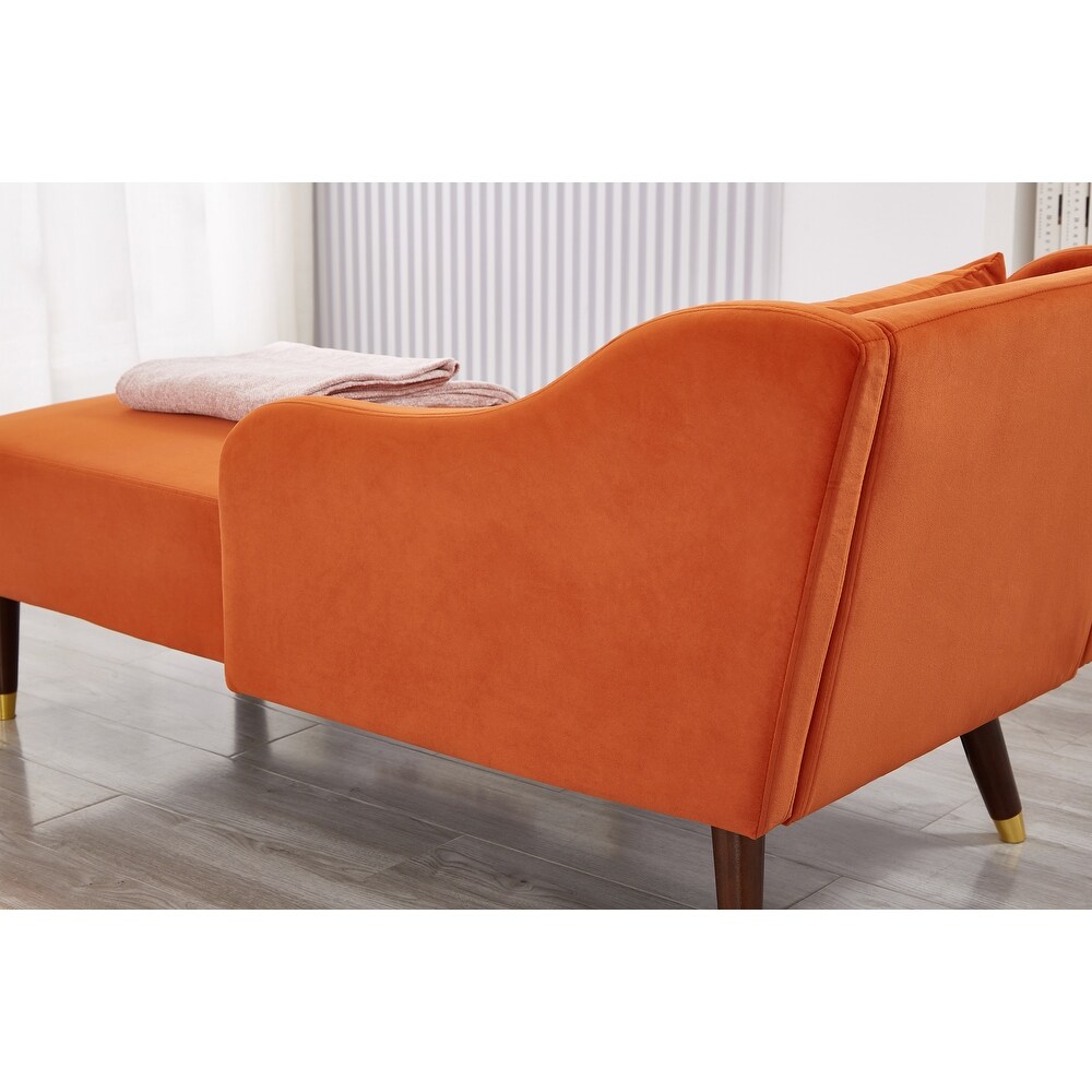 Modern Chaise Lounge Chair Velvet Upholstery