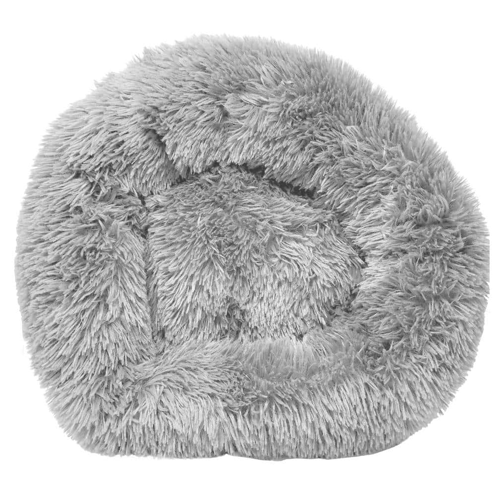 PET LIFE Large Grey Nestler High-Grade Plush and Soft Rounded Dog Bed PB111GYLG