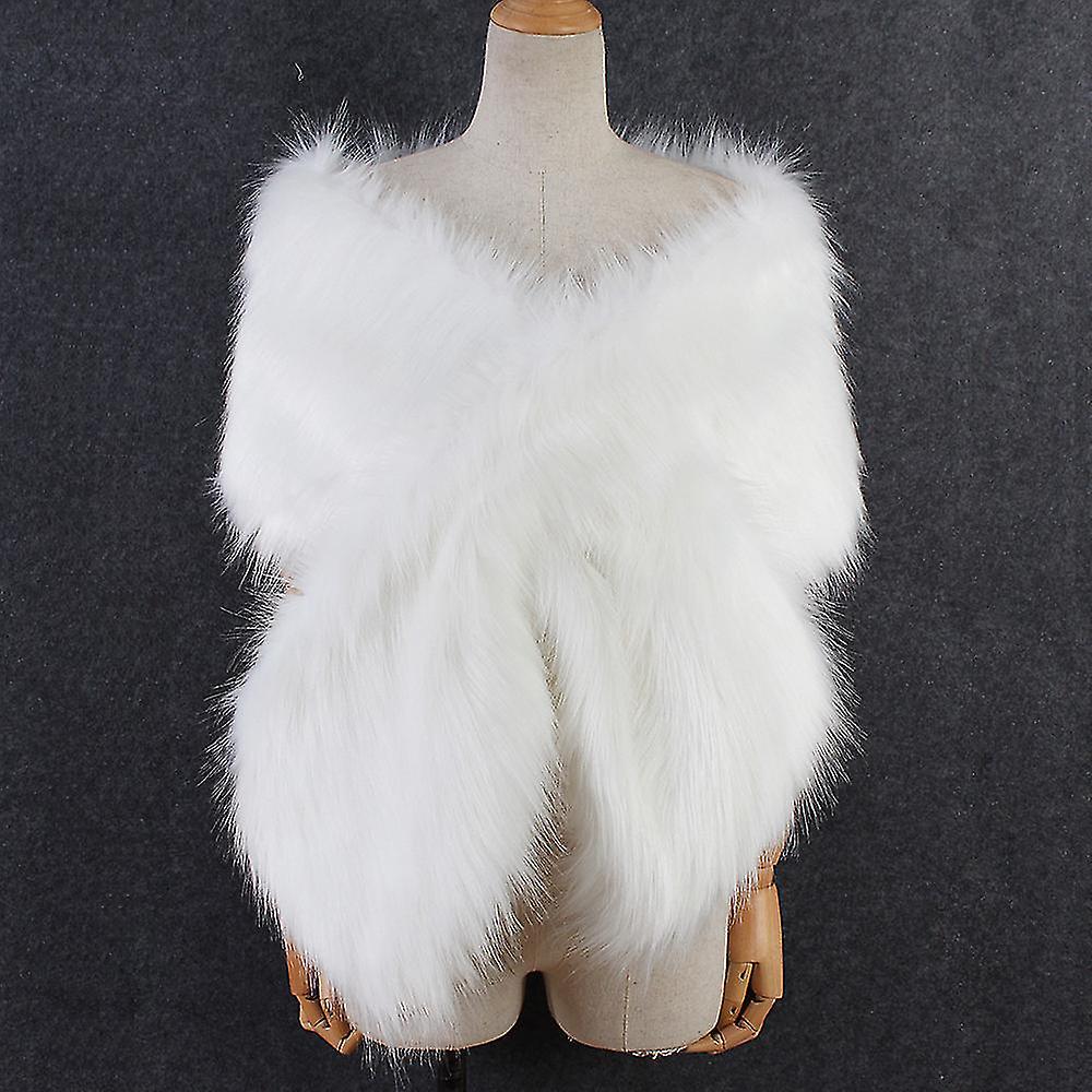 Women Faux Fox Fur Long Shawl Stole Wrap Shrug Scarf Bridal Wedding