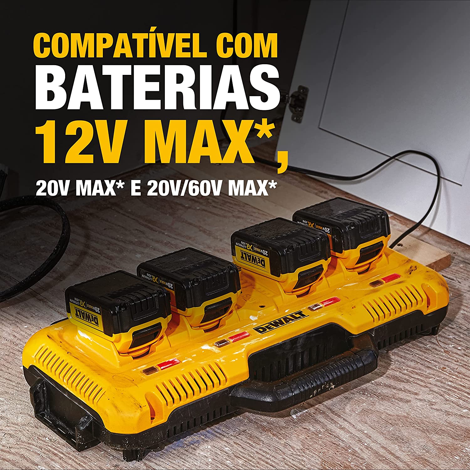 DEWALT 20V MAX Battery Chargers， 4-Port， Rapid Charge (DCB104) ， Black