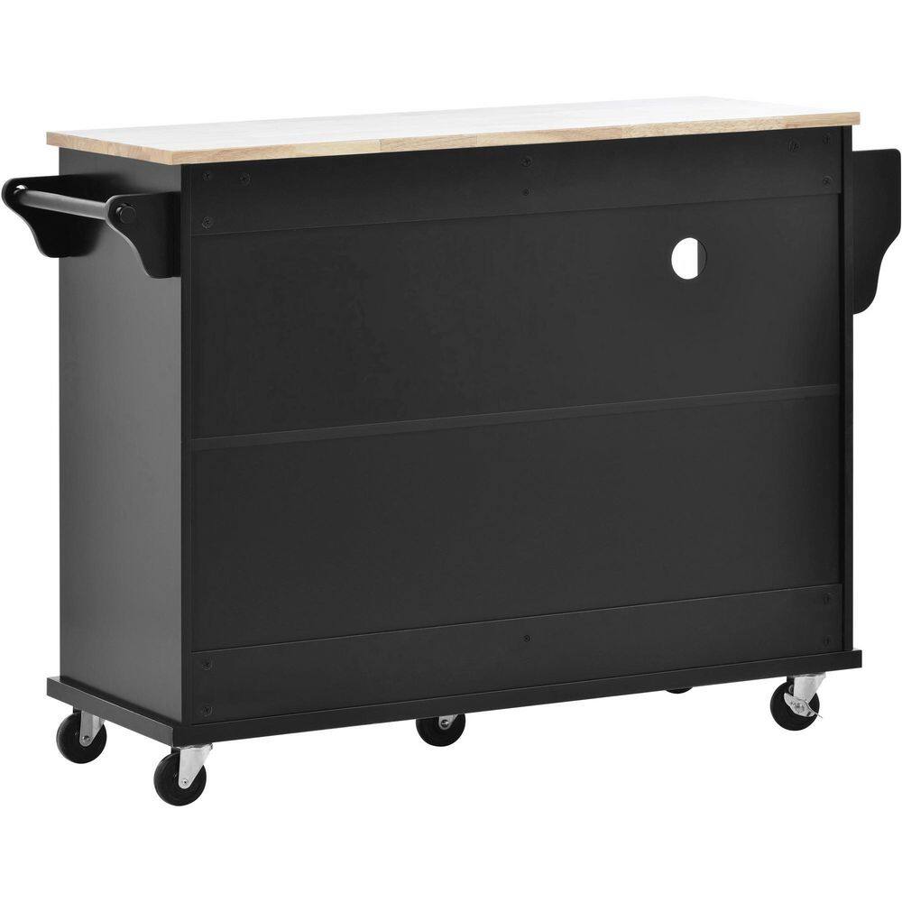 Nestfair Black Modern Kitchen Island with Storage Cabinet and Two Locking Wheels CKK6670B