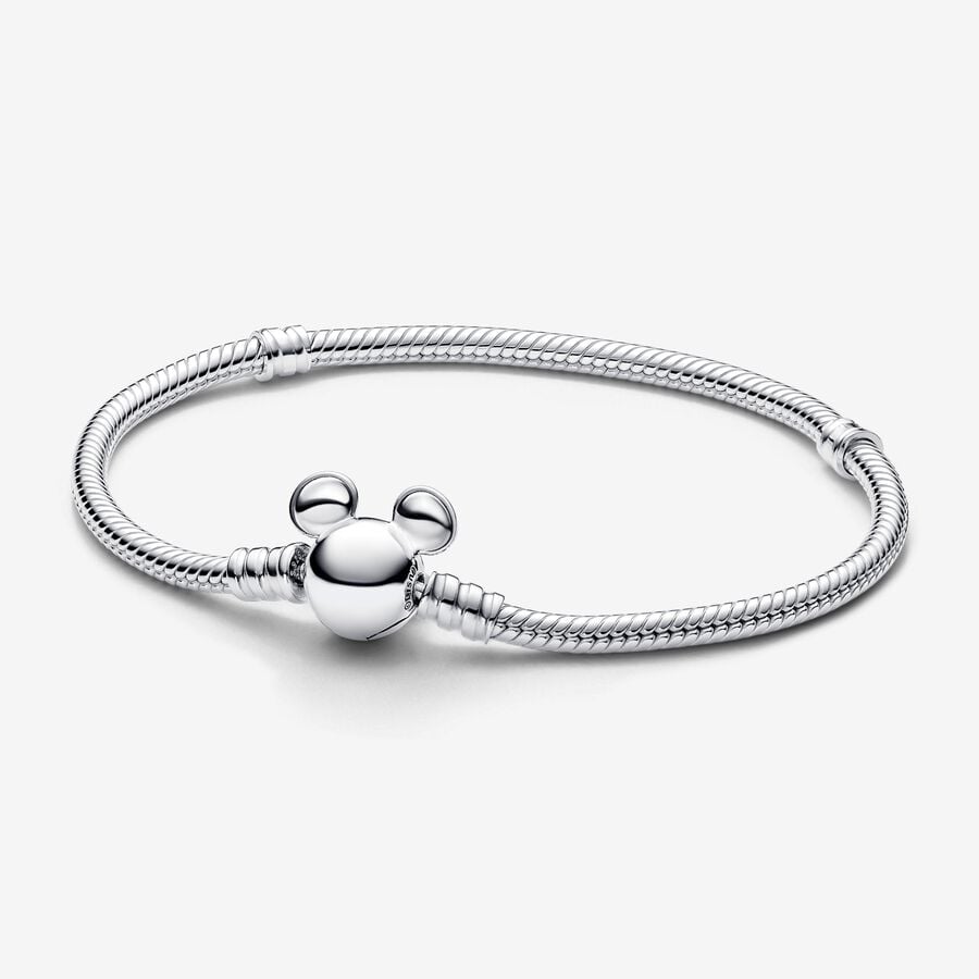 PANDORA  Disney Mickey Mouse Clasp Moments Snake Chain Bracelet