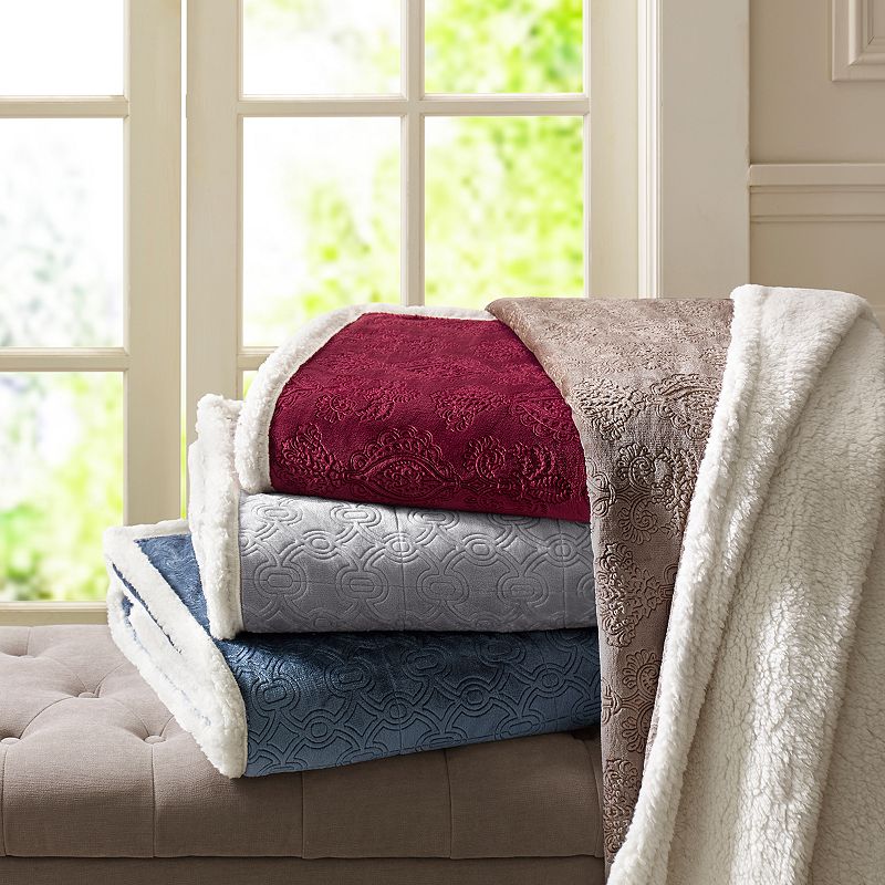 Madison Park Elma Oversized Textured Plush Throw Blanket