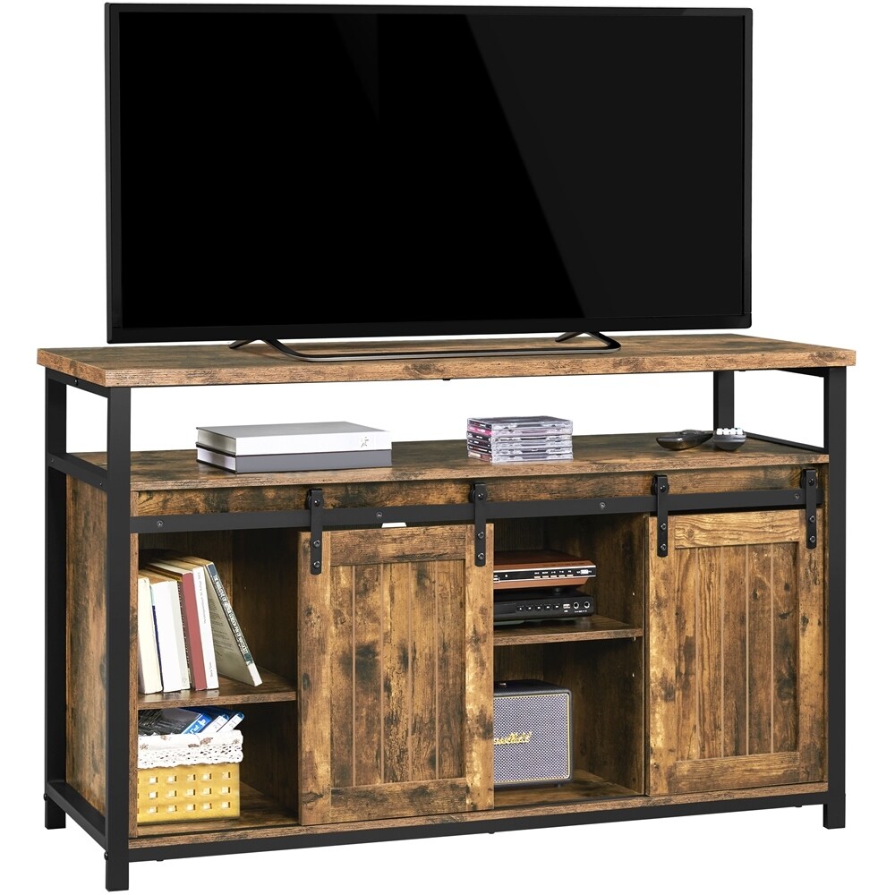 Yaheetech Industrial TV Cabinet with Sliding Doors for 55 inch TVs