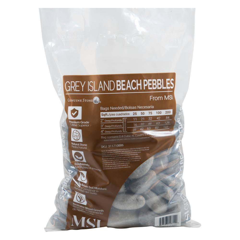 MSI Nile Gray Pebbles 0.5 cu. ft. per Bag (1 in. to 2.5 in.) Bagged Landscape Rock QNILGRY6NAT40