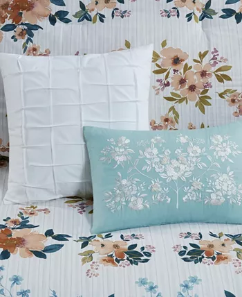 Madison Park Jules Cotton Floral 5-Pc. Comforter Set， Full Queen