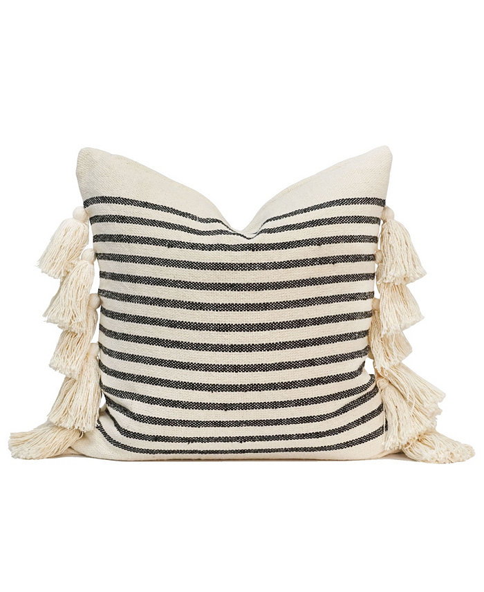 Millihome Margo Striped Hand-Tufted Decorative Pillow， 18