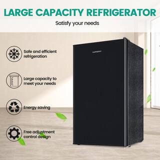 JEREMY CASS 18.7 in. 3.2 cu.ft. Mini Refrigerator in Black with Reversible Single Door Energy Saving Low Noise NBLMDOE42704