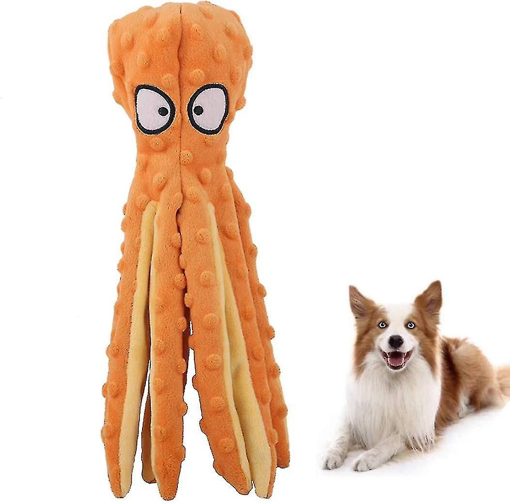 Dog Squeaky Octopus Toys- No Stuffing Plush Toy With Sounding Crinkle Paper And Squeaker Inside For