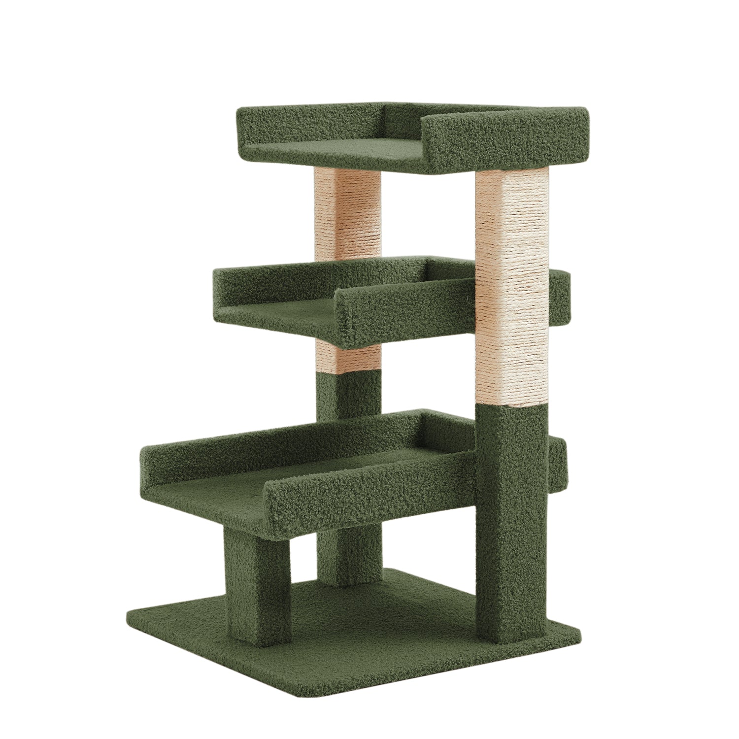 Naomi Home Cat Tree for Indoor Cats, Multi-level Cat Furniture with Condo Kitten Tower Kitty Stand Play House-Color: Green