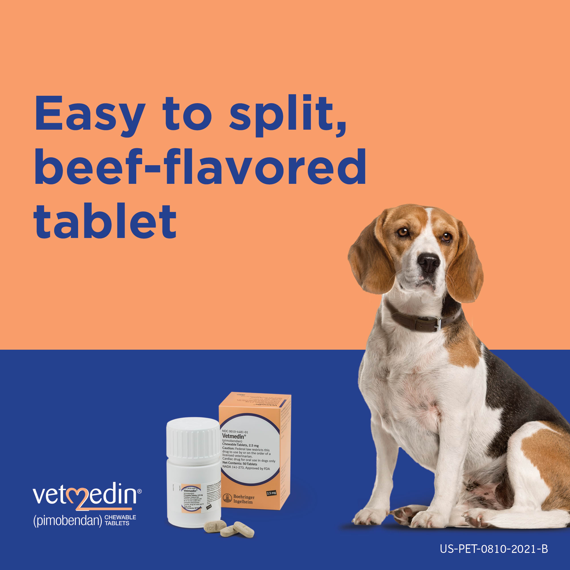 Vetmedin 2.5 mg for Dogs， 50 Chewable Tablets