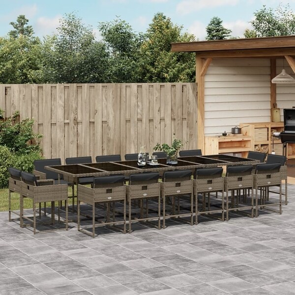 vidaX Patio Dining Set with Cushions Poly Rattan