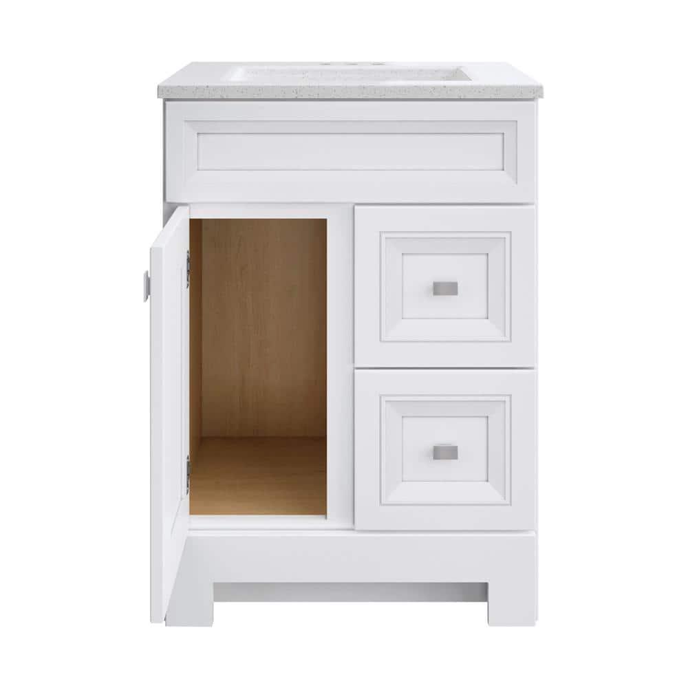 Home Decorators Collection Sedgewood 245 in W x 188 in D x 344 in H Freestanding Bath Vanity in White with Arctic Solid Surface Top