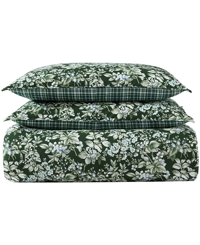 Laura Ashley Bramble Floral Cotton Reversible 7 Piece Duvet Cover Set， Full Queen