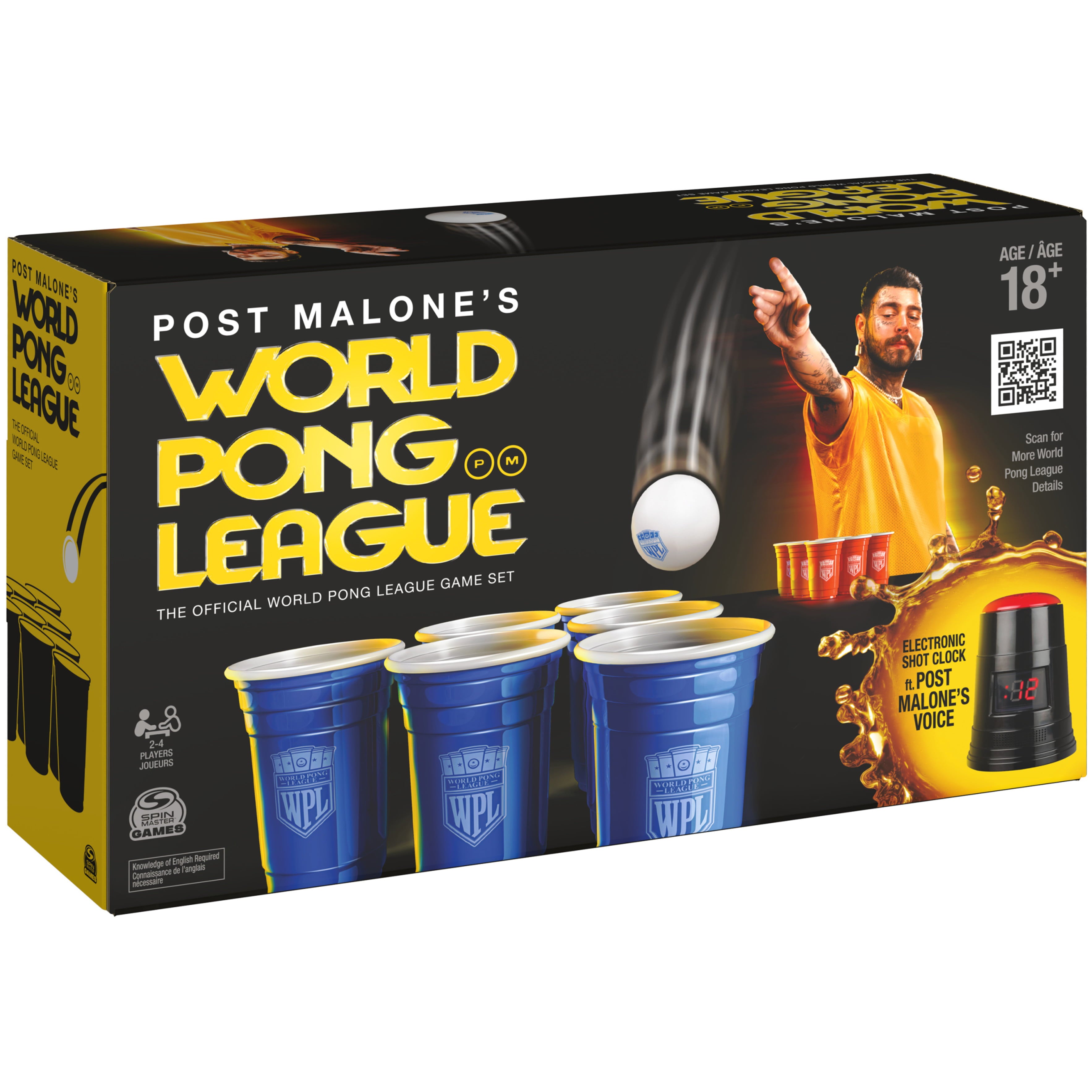 Post Malone, World Pong League Party Game, for Adults Ages 18 and up