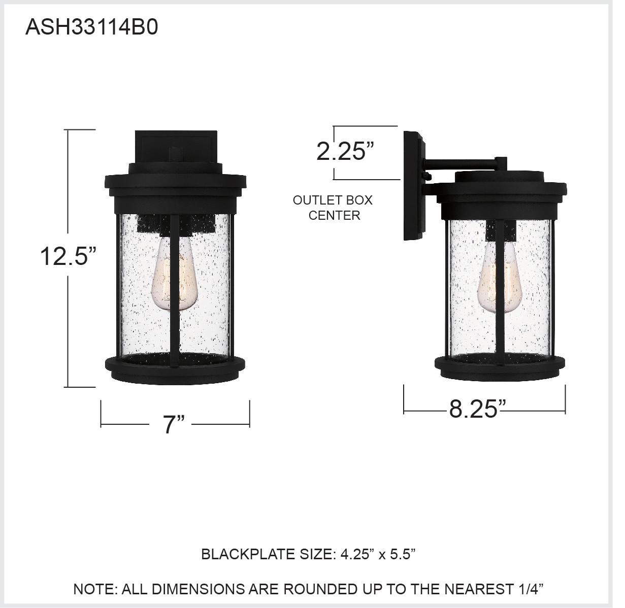 Ashley Harbour Oaklee 1-Light Earth Black Outdoor Wall Lantern