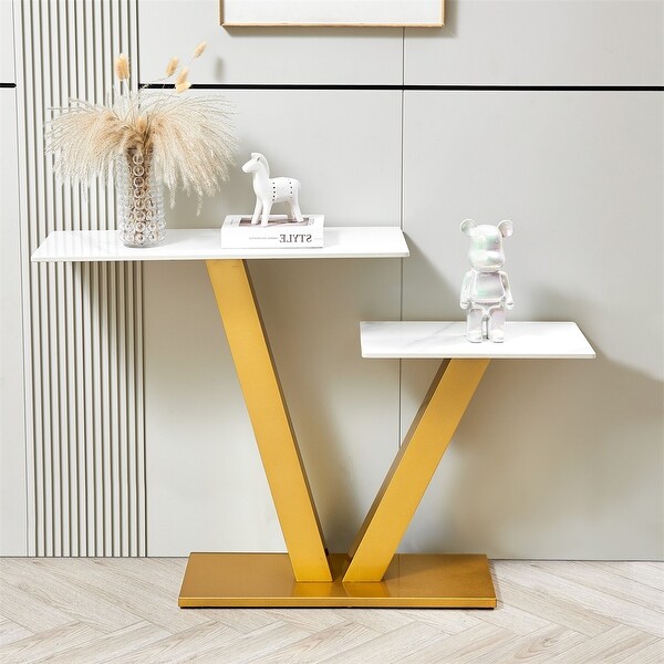 Console Table，Exquisite Shape Design w/ Adjustable Foot Pads