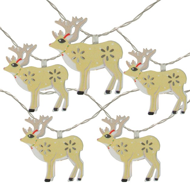 Northlight 10ct Battery Operated Reindeer Led Christmas Lights Warm White 4 5 x27 Clear Wire