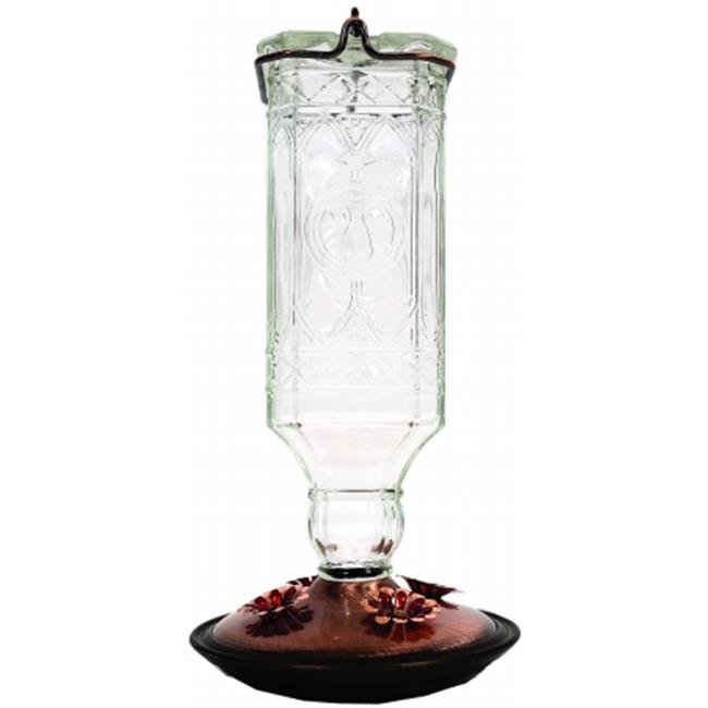 Clear Antique Bottle Hummingbird Feeder 24 Ounce Copper 8118-2