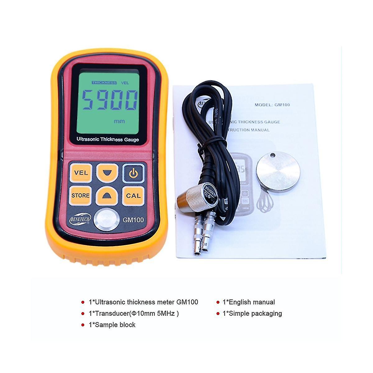 Ultrasonic Thickness Gauge Gm100 1.2-225mm(steel) Digital Lcd Ultrasonic Thickness Meter Tester Gau