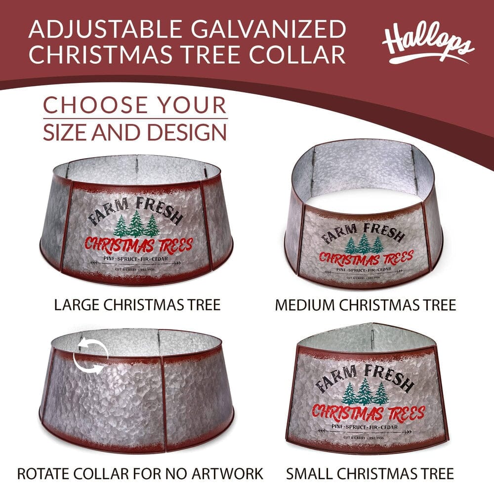 Galvanized Tree Collar - Large To Small Christmas Tree. Adjustable Metal Skirt