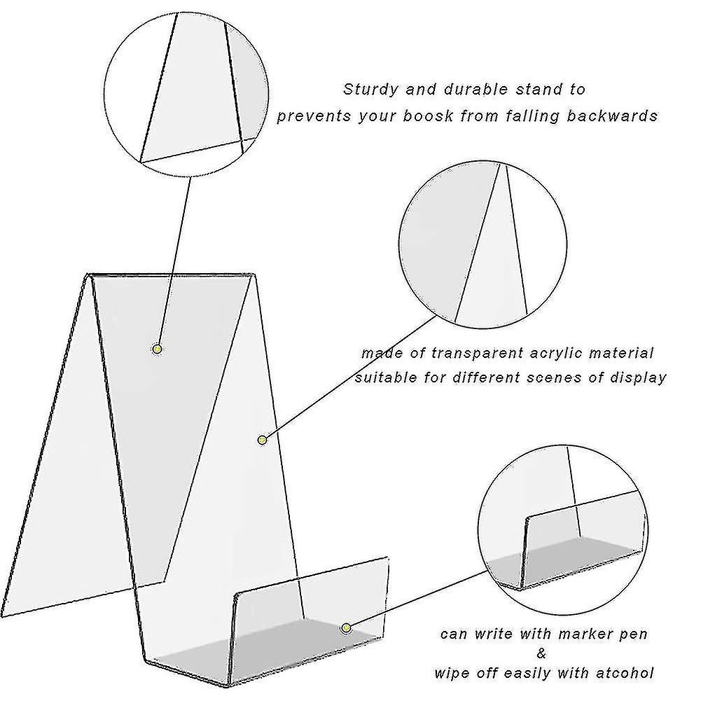 6 Packs Clear Acrylic Book Stand，transparent Book Display Stand， Book Stands For Display， Acrylic Bookshelf For Displaying