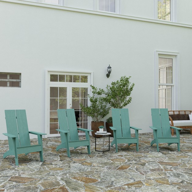 Merrick Lane Set Of 4 Modern All weather Poly Resin Wood Adirondack Chairs