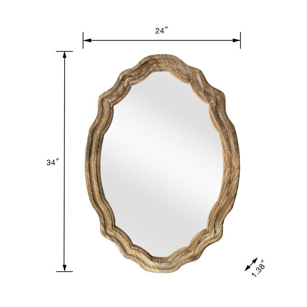 Home Decorators Collection 24 in. W x 34 in. H Oval Wooden Framed Wall Bathroom Vanity Mirror in Wood LM-19332