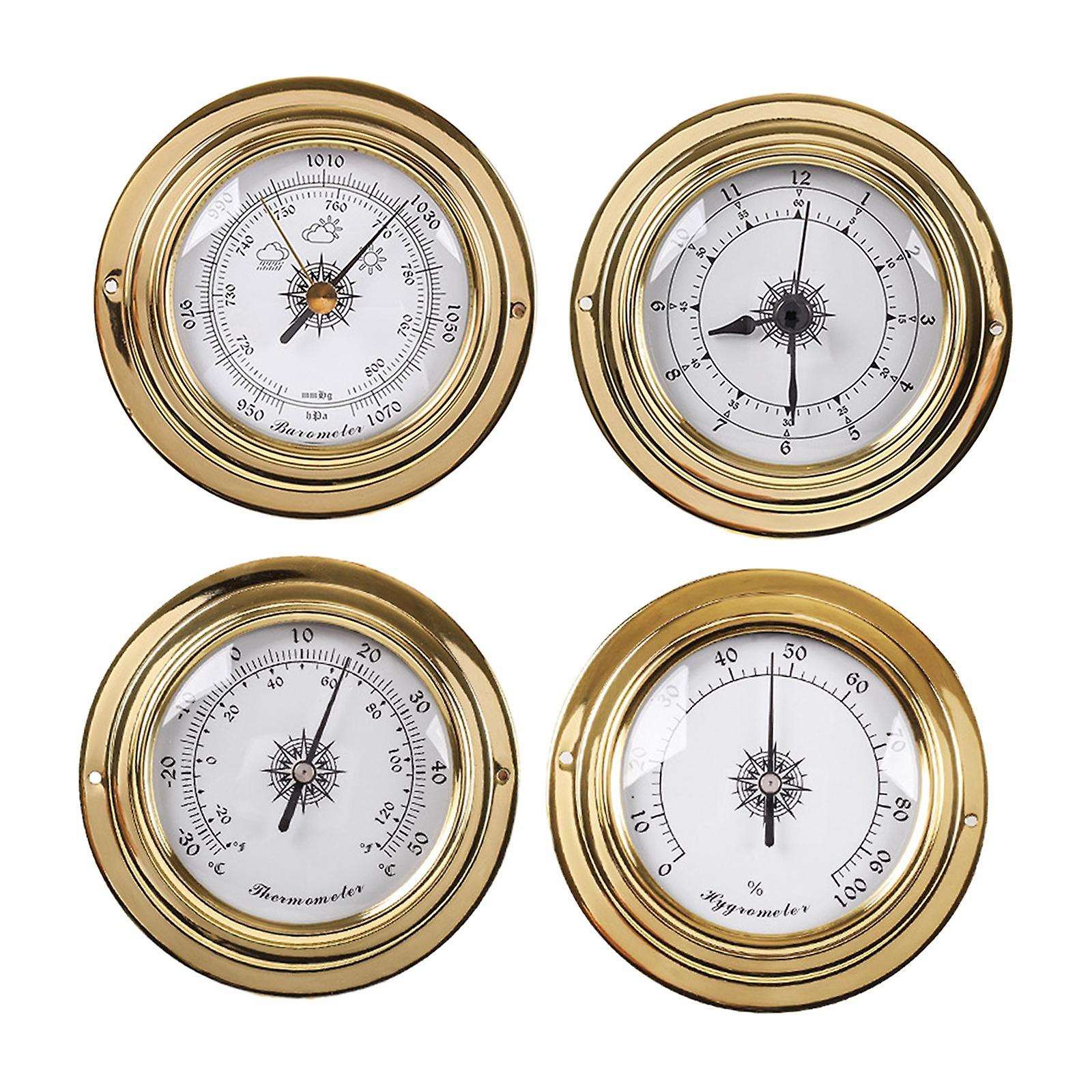 4pcs Barometers Clock Meter Thermometer Hygrometer Kit For Barn Yachting