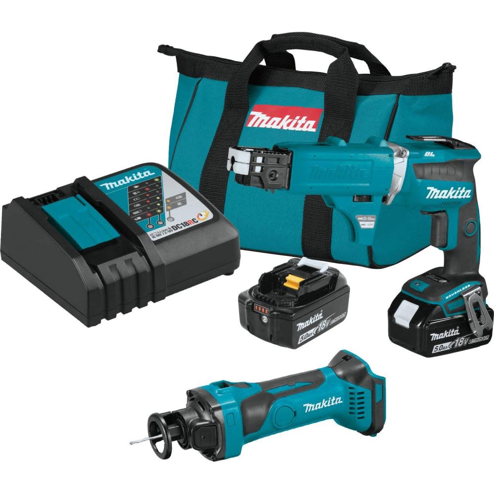 Makita 18V LXT 2pc Combo Kit with Collated Auto Feed Screwdriver Magazine XT255TX2 from Makita