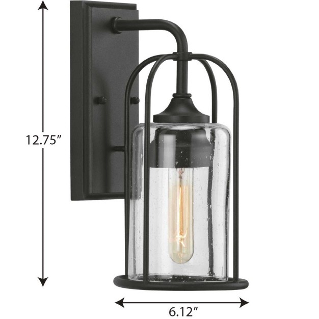 Progress Lighting Watch Hill 1 light Outdoor Wall Light Textured Black Clear Seeded Glass Victorian Style