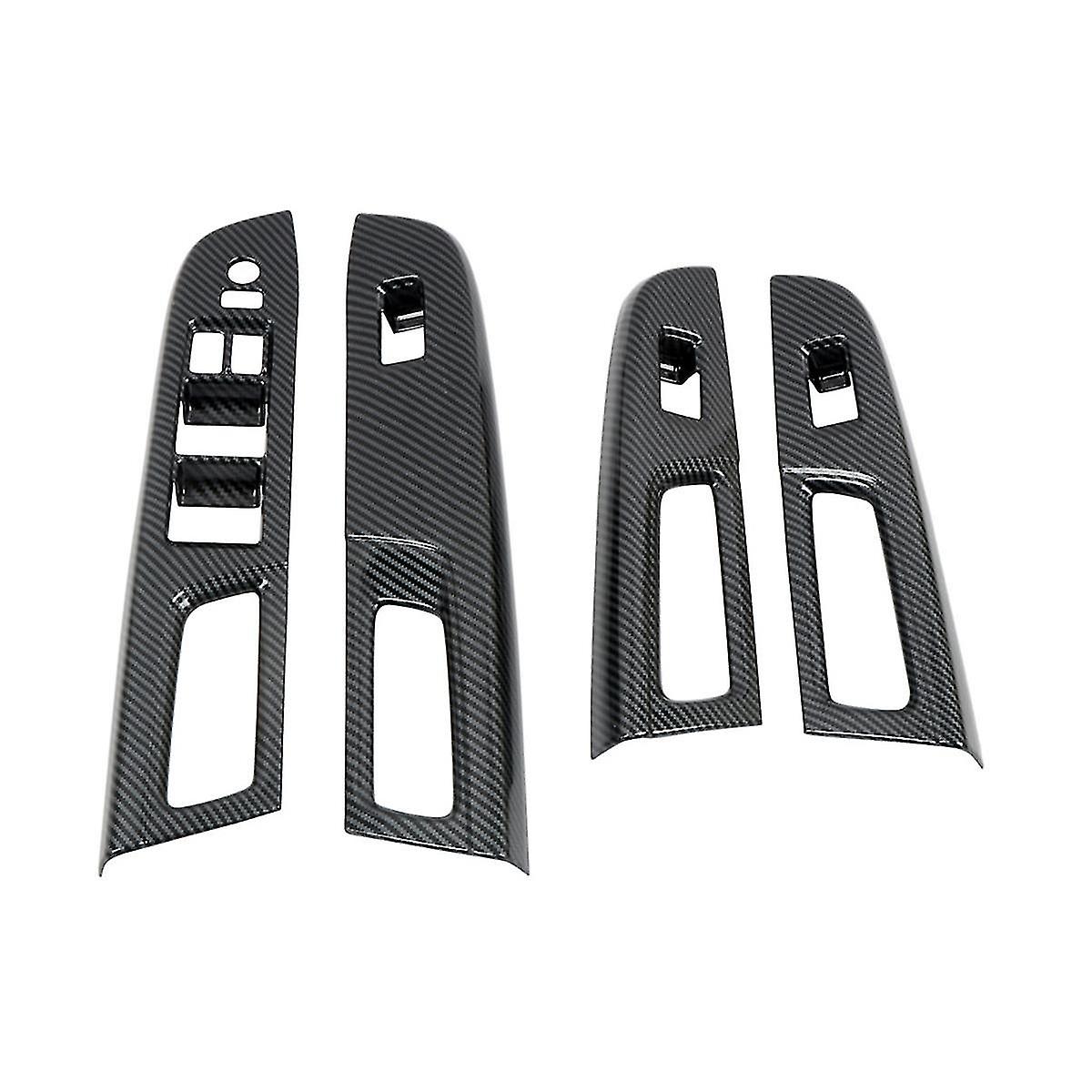 Car Carbon Fiber Window Glass Lift Button Trim Switch Cover Door Armrest Panel For / 2015-2020 Rhd