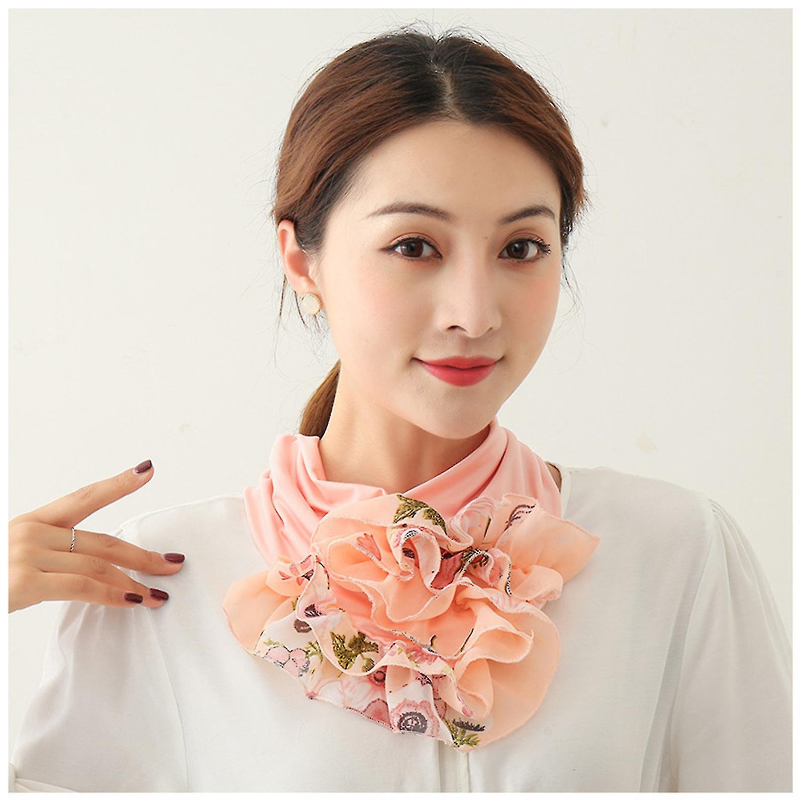 Women's Fashion Floral Neck Ring Scarf Chiffon Collar Variety Elegant Scarf