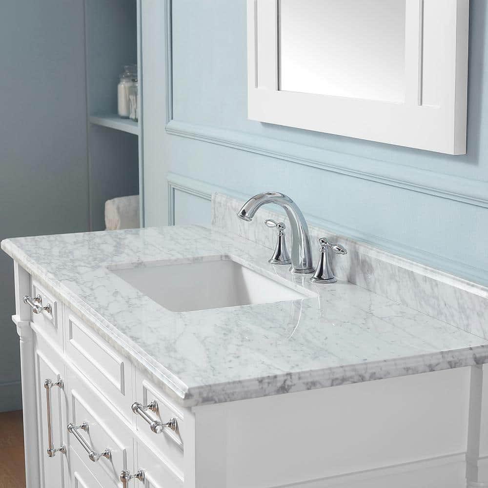 Home Decorators Collection Aberdeen 48 in W x 22 in D Vanity in White with Carrara Marble Top with White Sink