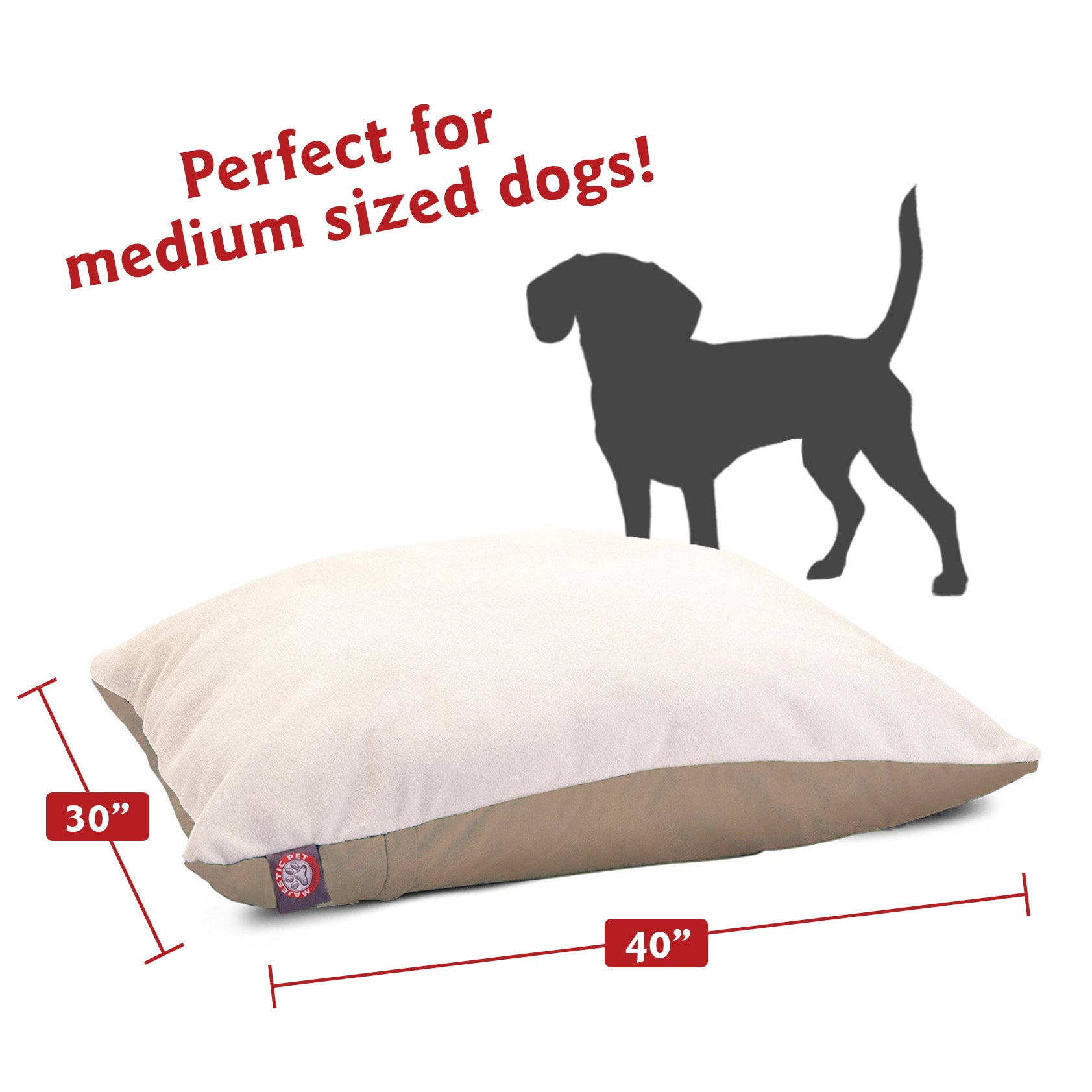 Majestic Pet | Poly/Cotton Rectangular Pillow Pet Bed For Dogs， Removable Cover， Khaki， Small