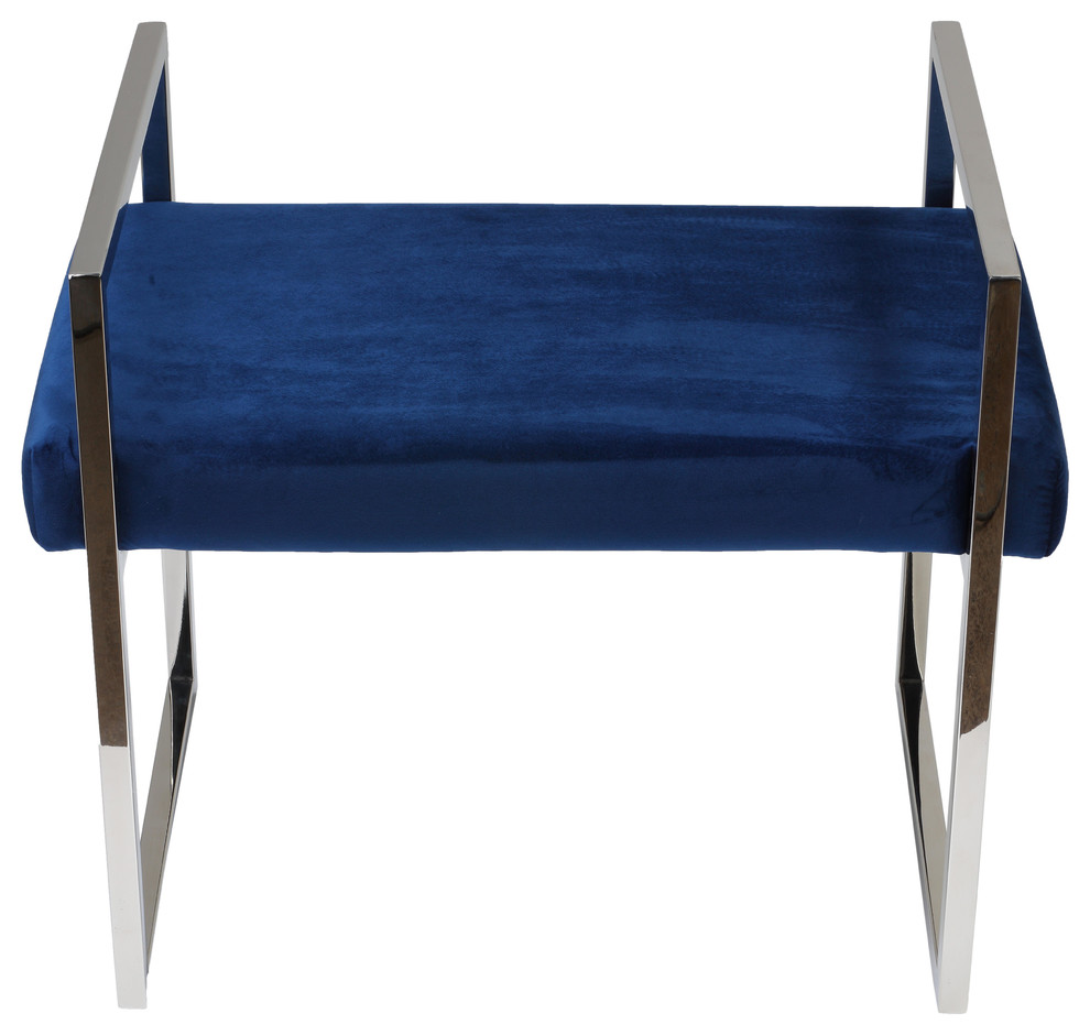 Cortesi Home Anna Contemporary Velvet Bench  Blue   Contemporary   Upholstered Benches   by CozyStreet  Houzz