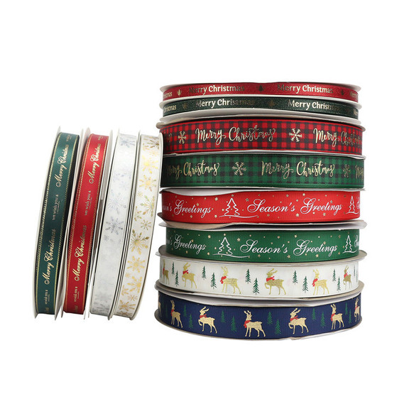 100 Yards Christmas Satin Ribbons Grosgrain Ribbon...